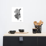 The Humming Breath (Black & White) Poster