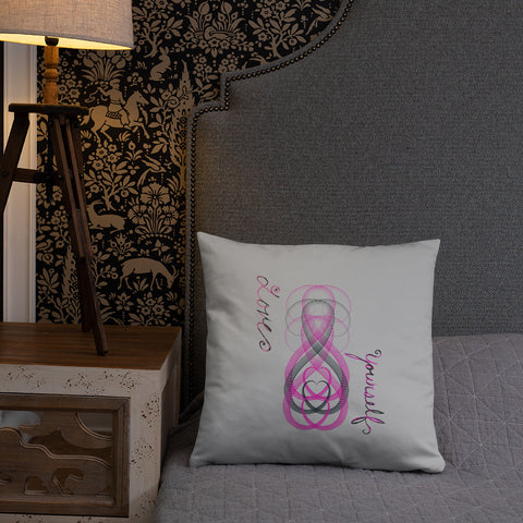 Love Yourself Grey & Pink Basic Pillow
