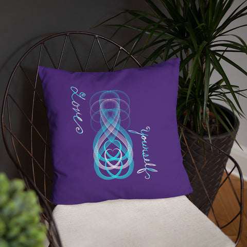 Love Yourself Purple And Turquoise Basic Pillow