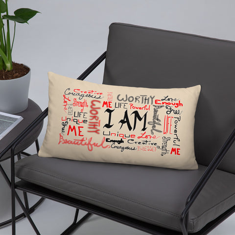 I AM (Red & Black) Basic Pillow