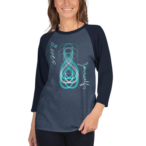 Love Yourself Turquoise 3/4 sleeve raglan shirt