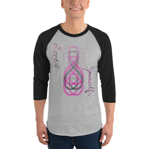 Love Yourself Pink 3/4 sleeve raglan shirt