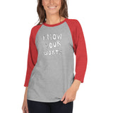 Know Your Worth (white lettering) 3/4 sleeve raglan shirt