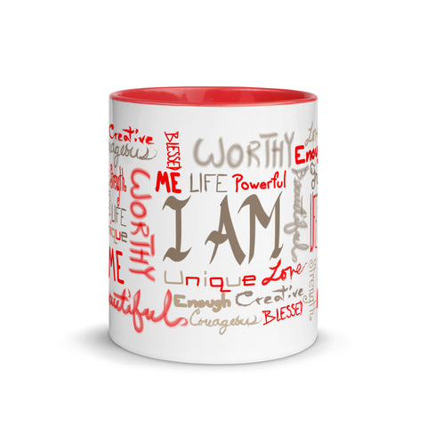 I Am (Red & Brown) Mug with Color Inside