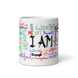 I Am (Rainbow) White glossy mug