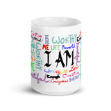 I Am (Rainbow) White glossy mug