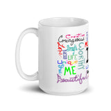 I Am (Rainbow) White glossy mug